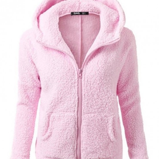 Autumn Winter Warm Jacket Women Hooded S-5XL Casual Female Hoodies Sweatershirt Zipper Coat Solid Soft Fleece 220124