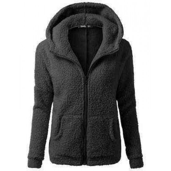 Autumn Winter Warm Jacket Women Hooded S-5XL Casual Female Hoodies Sweatershirt Zipper Coat Solid Soft Fleece 220124