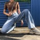 SUCHCUTE High Waist Jean Wide Leg Pants Plus Size Punk Korean Style Trouser Casual Harajuku Female Joggers 210907