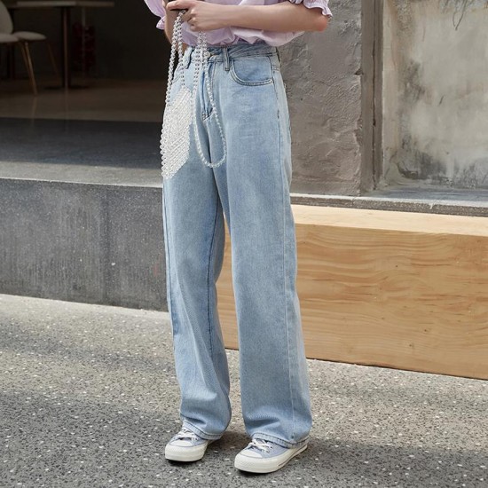 SUCHCUTE High Waist Jean Wide Leg Pants Plus Size Punk Korean Style Trouser Casual Harajuku Female Joggers 210907