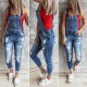 Women's Jeans Fashion Personality Jumpsuit Street Ladies Denim Trousers Retro Ripped Elastic Strap