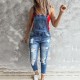 Women's Jeans Fashion Personality Jumpsuit Street Ladies Denim Trousers Retro Ripped Elastic Strap