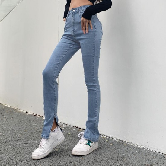 Women's Jeans Denim Pants Women 2022 High Waist Split Pencil Tight Stretch Skinny Trousers Flared Casual Bell Bottom Streetwear