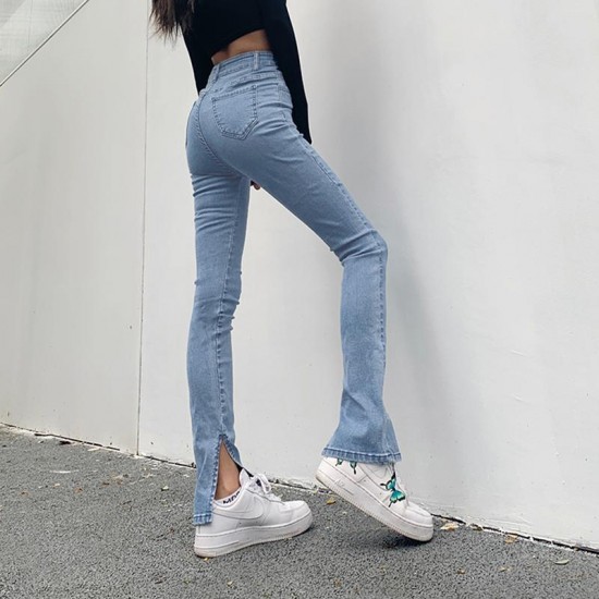 Women's Jeans Denim Pants Women 2022 High Waist Split Pencil Tight Stretch Skinny Trousers Flared Casual Bell Bottom Streetwear