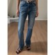 Women's Jeans Girl Pants Waist Korean Loose Straight Tube Small Old Wide Leg