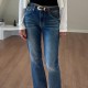 Women's Jeans Girl Pants Waist Korean Loose Straight Tube Small Old Wide Leg