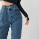 High Waist Blue Jeans Harajuku Korean Ulzzang Harajuku Denim Pants Wild Daily Casual Girl Loose Trouser Streetwear Jean Femme 220121