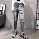 Women's Jeans Spring Autumn Streetwear Women Vintage High Waist Harem Pants Female Words Denim Trousers Patchwork Plus Size