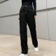 Jeans Ladies Fashion Pants Winter Women Sexy High Waist Black Retro Casual All-Match Belt Straight Tube Slim C50 Women's