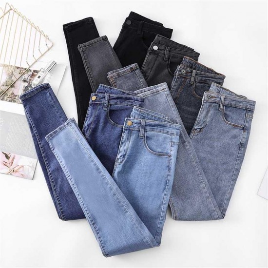 Fashion high-waist women's jeans slim high-profile pencil pants stretch skinny casual trousers Karo888 220122