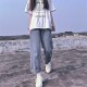 Boyfriend Jean Summer Denim Solid High Waist Loose Casual Straight Korean Streetwear Lady Trouser Vintage Harem Long Pant 220124