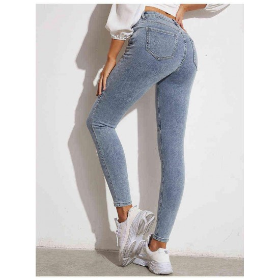 Women's elastic tight pants, high waist tight pants, comfortable jeans, fitness pencil pants, elastic molded pants.