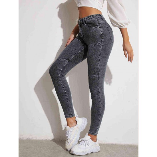 Women's elastic tight pants, high waist tight pants, comfortable jeans, fitness pencil pants, elastic molded pants.