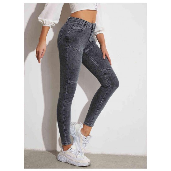 Women's elastic tight pants, high waist tight pants, comfortable jeans, fitness pencil pants, elastic molded pants.