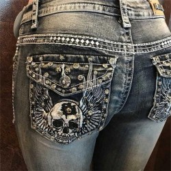 High Waist Ladies Jeans Fashion Sexy Straight Pants Large Size Comfortable Vintage Washable Black Elastic 220122