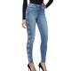 Womens Side Eyelets Skinny Denim Jeans Sexy High Waist Hole Slim Pencil Pants Female Trousers Women's