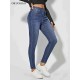 Skinny Jeans For Women Stretchy High Waist Classic Denim Pant Slim Hip Lift Mom Jean Fashion Blue Wash Five Pockets Pencil 220122