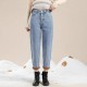 Women's Jeans Autumn Winter Retro High Waisted Women Plus Velvet Loose Straight Wide Leg Denim Casual Warm Harem Pants C7981