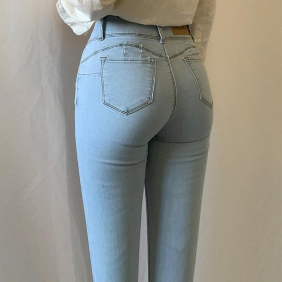 Women's Jeans Push Up Hips Elastic High Waist Blue Denim Pants Fashion Sexy Stretch Slim Casual Trousers 2022 Summer Women Streetwear