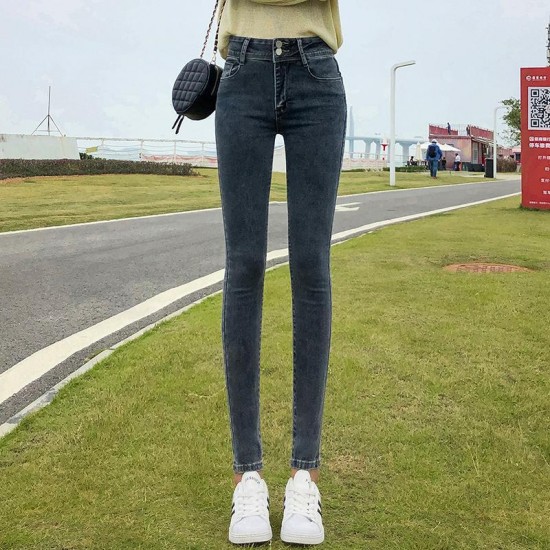 Women's Jeans Campus Schoolgirl Stretch For Women Ladies Fashion High Waist Skinny Denim Pants Teen Girls Students Slim Fit Pencil