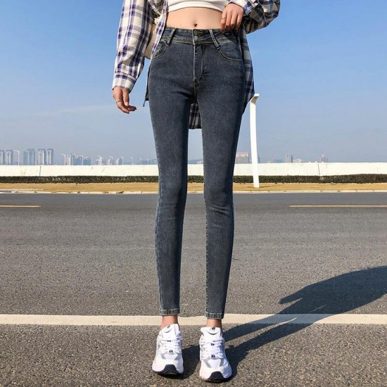 Women's Jeans Campus Schoolgirl Stretch For Women Ladies Fashion High Waist Skinny Denim Pants Teen Girls Students Slim Fit Pencil