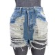 Women's Shorts High Waist Jeans 2022 Summer Denim Cotton Broken Hole Splicing Ladies Skinny Sexy Nightclub Super Short