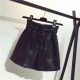 High waist women's shorts, wide leg leather shorts, loos