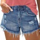 Fashion fringed ripped shorts casual women jeans High-waisted jean Exquisite workmanship comfortable womens clothing