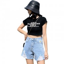 Women Shorts Ragged Denim Summer Fashion High Waisted Loose Wide Leg Hot Pants Irregular Hemming