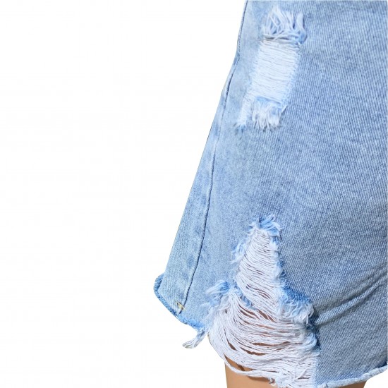 Women Shorts Ragged Denim Summer Fashion High Waisted Loose Wide Leg Hot Pants Irregular Hemming