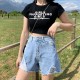 Women Shorts Ragged Denim Summer Fashion High Waisted Loose Wide Leg Hot Pants Irregular Hemming