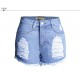 Women`s Celebrity Style High Waist Ripped True Denim Short Femme Shorts For Woman Distressed Jean