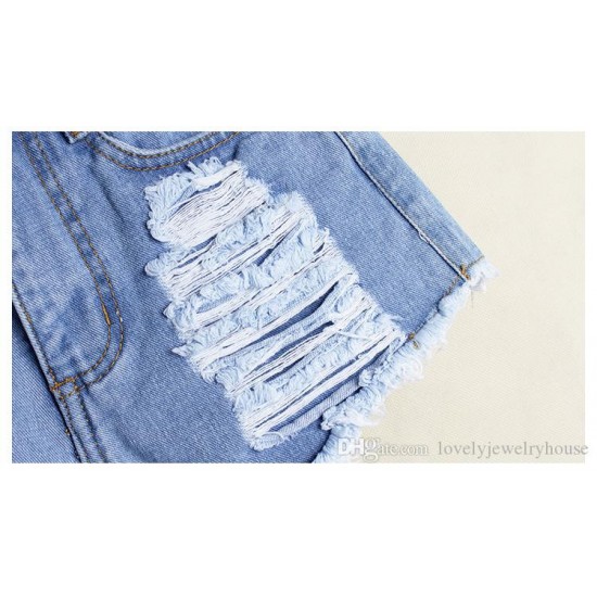 Women`s Celebrity Style High Waist Ripped True Denim Short Femme Shorts For Woman Distressed Jean