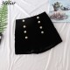 HELIAR Shorts Women Black Button Up Casual Zipper Fly Woolen Shorts Female Elegant Wool Shorts For Women 2020 Autumn Winter Y1217