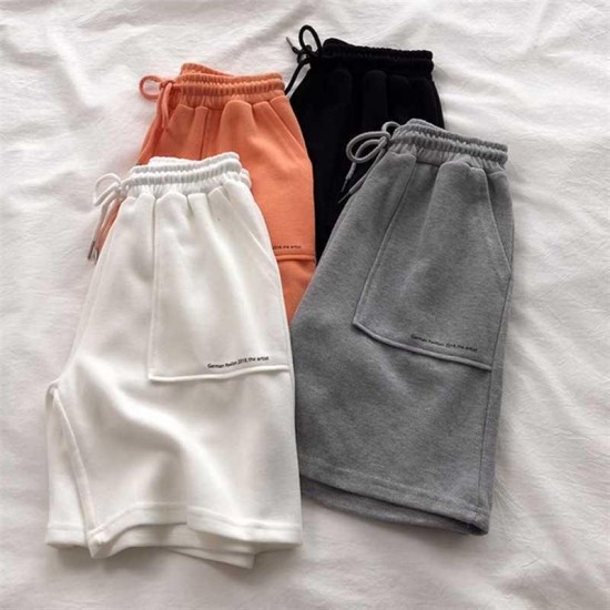 Sweat Shorts For Women Sport Casual Elastic Drawstring High Waist Sweatshorts Baggy Soft Cotton Blend Bottoms Summer Clothes Hot Y0625