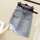 Skirts Fitaylor Summer Women Cowboy Skirt With Belt Spring Solid Color Casual High Waist A-line Simplicity Slim Denim