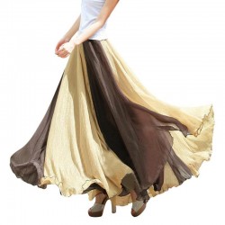 Skirts Summer Womens Full Circle Flowing Color Matching Chiffon Bohemian Skirt Jupe Longue Femme #G2