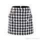 Premium New Style Top Quality Original Design Women's Double-Breasted Classic Skirt Metal Buckles Houndstooth Tweed Package hip Miniskirt