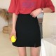 Split short skirt women's 2020 autumn Student Korean solid color A-line half skirt high waist shows thin and light proof buttock skirt