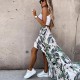 Skirts 2022 Spring Summer Floral Print Long Lady Elegant Boho Beach Party Fashion Women Ruffle Irregular Skirt Streetwear