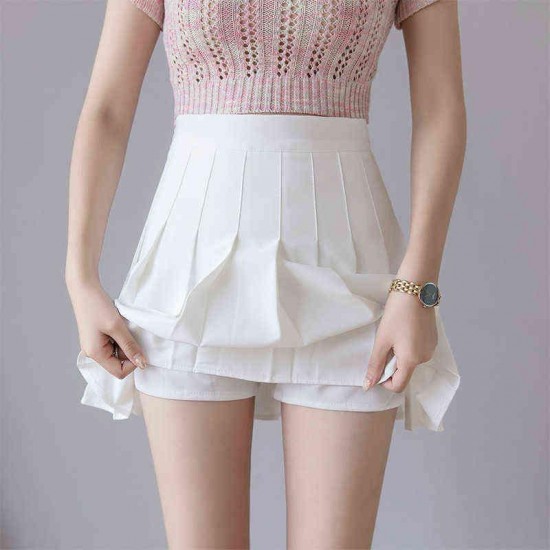 Zoki Sexy Women Pleated Skirt Summer High Waist Chic A Line Ladies Pink Mini Korean Zipper Preppy Style Girls Dance 220125