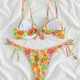 Women's Swimwear 2022 Sexy Bikini Set Print Floral Women Lace Swimsuit Brazilian Bikinis Swimming Suit For Woman Beachwear Two Piece