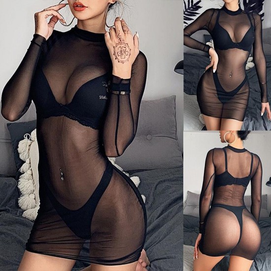 Women's Swimwear Sexy Women Beach Dress Mesh Bathing Suit Cover Up Sheer Bikini Vestido Clubwear Robe Saida De Praia See Through Dresses