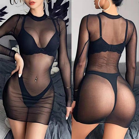 Women's Swimwear Sexy Women Beach Dress Mesh Bathing Suit Cover Up Sheer Bikini Vestido Clubwear Robe Saida De Praia See Through Dresses