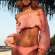 Women's Swimwear 2022 Women Bikini Cover Ups Off Shoulder Crop Tops Summer Long Lantern Sleeve Shirts Lady Sexy Slash Neck Beach Blouse