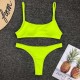 Women's Swimwear Tube Top Women 2022 Sexy Bikini Set Fluorescent Solid Color Bikinis Brazilian Swimsuit Beach Bathing Suit Biquini