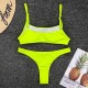 Women's Swimwear Tube Top Women 2022 Sexy Bikini Set Fluorescent Solid Color Bikinis Brazilian Swimsuit Beach Bathing Suit Biquini