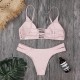 Women's Swimwear Push Up Bikini 2022 Women Solid Pink Cut Out Swimsuit Female Sexy Bathing Suit Padded Brazilian Biquini Stroj Kapielowy