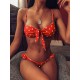 Women's push-pull bikini two-piece swimsuit thong and bra dot print Swimdress