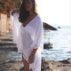 Women's Swimwear Women Bikini Cover-ups Lace Batwing Sleeve Loose Beach Dress Ladies See Through Sexy Beachwear Female